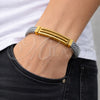 Stainless Steel Solid Bracelet, Square Franco Design, Polished, Two Tone, 03.461.0007.1.09 (10 MM Thickness, 9 Inches Length)