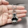 Stainless Steel Pendant Necklace, Box Design, Polished, Steel Finish, 04.461.0006.24 (03 MM Thickness, 24 Inches Length)