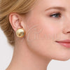 Oro Laminado Stud Earring, Gold Filled Style Diamond Cutting Finish, Golden Finish, 02.163.0428