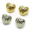 Oro Laminado Stud Earring, Gold Filled Style Heart Design, Diamond Cutting Finish, Golden Finish, 02.163.0429