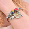 Stainless Steel Individual Bangle, key and Love Design, with Crystal Crystal, Red Enamel Finish, Steel Finish, 07.463.0021 (03 MM Thickness, One size fits all)