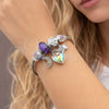 Stainless Steel Individual Bangle, Heart and Moon Design, with Aurore Boreale and Crystal Crystal, Purple Enamel Finish, Steel Finish, 07.464.0019 (03 MM Thickness, One size fits all)