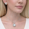 Rhodium Gold Filled Earring and Pendant Adult Set, Cluster Design, with White Cubic Zirconia, Polished, Rhodium Finish, 10.349.0001