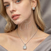 Rhodium Gold Filled Earring and Pendant Adult Set, Cluster Design, with White Cubic Zirconia and White Micro Pave, Polished, Rhodium Finish, 10.349.0007