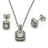 Rhodium Gold Filled Earring and Pendant Adult Set, Cluster Design, with White Cubic Zirconia and White Micro Pave, Polished, Rhodium Finish, 10.349.0007