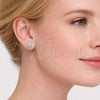 Rhodium Gold Filled Stud Earring, Flower Design, with White Cubic Zirconia, Polished, Rhodium Finish, 02.349.0010