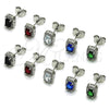Rhodium Gold Filled Stud Earring, Cluster Design, with Green Cubic Zirconia and White Micro Pave, Polished, Rhodium Finish, 02.349.0024.2