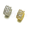 Oro Laminado Huggie Hoop, Gold Filled Style Baguette Design, with White Cubic Zirconia, Polished, Golden Finish, 02.237.0075.15