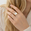 Oro Laminado Multi Stone Ring, Gold Filled Style with Ivory Mother of Pearl, Polished, Golden Finish, 01.381.0013 (One size fits all)
