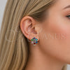 Rhodium Gold Filled Huggie Hoop, Cluster Design, with Multicolor Cubic Zirconia, Polished, Rhodium Finish, 02.210.0878.6.16