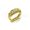 Oro Laminado Multi Stone Ring, Gold Filled Style with White Cubic Zirconia, Polished, Golden Finish, 01.438.0011.1 (One size fits all)