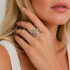 Rhodium Gold Filled Multi Stone Ring, Paperclip and Twist Design, with White Micro Pave, Polished, Rhodium Finish, 01.438.0018 (One size fits all)