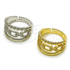 Oro Laminado Multi Stone Ring, Gold Filled Style Paperclip and Twist Design, with White Micro Pave, Polished, Golden Finish, 01.438.0018.1 (One size fits all)