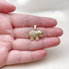 Oro Laminado Religious Pendant, Gold Filled Style Elephant Design, with White Cubic Zirconia, Polished, Golden Finish, 05.342.0260