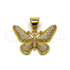 Oro Laminado Fancy Pendant, Gold Filled Style Butterfly Design, with White Micro Pave, Polished, Golden Finish, 05.342.0269