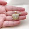 Oro Laminado Fancy Pendant, Gold Filled Style Heart and Arrow Design, with White Cubic Zirconia, Polished, Golden Finish, 05.342.0271