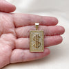 Oro Laminado Fancy Pendant, Gold Filled Style Money Sign Design, with White Cubic Zirconia, Polished, Golden Finish, 05.342.0273