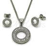 Rhodium Gold Filled Earring and Pendant Adult Set, with White Cubic Zirconia and White Micro Pave, Polished, Rhodium Finish, 10.342.0284