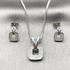 Rhodium Gold Filled Earring and Pendant Adult Set, with White Micro Pave, Polished, Rhodium Finish, 10.342.0286