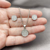 Rhodium Gold Filled Earring and Pendant Adult Set, Cluster Design, with White Micro Pave, Polished, Rhodium Finish, 10.342.0289