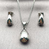 Rhodium Gold Filled Earring and Pendant Adult Set, Teardrop Design, Polished, Rhodium Finish, 10.342.0305