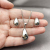 Rhodium Gold Filled Earring and Pendant Adult Set, Teardrop Design, Polished, Rhodium Finish, 10.342.0306