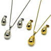 Rhodium Gold Filled Earring and Pendant Adult Set, Teardrop Design, Polished, Rhodium Finish, 10.342.0306