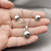 Rhodium Gold Filled Earring and Pendant Adult Set, Ball Design, Polished, Rhodium Finish, 10.342.0198.1