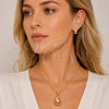Oro Laminado Earring and Pendant Adult Set, Gold Filled Style Teardrop and Hollow Design, Polished, Golden Finish, 10.342.0307