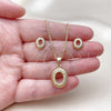 Oro Laminado Earring and Pendant Adult Set, Gold Filled Style with White Cubic Zirconia, Polished, Golden Finish, 10.342.0311