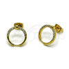 Oro Laminado Stud Earring, Gold Filled Style with White Cubic Zirconia, Polished, Golden Finish, 02.342.0367