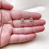 Oro Laminado Stud Earring, Gold Filled Style with White Cubic Zirconia, Polished, Golden Finish, 02.342.0368