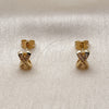 Oro Laminado Stud Earring, Gold Filled Style with White Micro Pave, Polished, Golden Finish, 02.342.0369