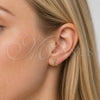 Oro Laminado Stud Earring, Gold Filled Style with White Micro Pave, Polished, Golden Finish, 02.342.0370