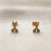 Oro Laminado Stud Earring, Gold Filled Style with White Micro Pave, Polished, Golden Finish, 02.342.0370