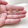 Oro Laminado Stud Earring, Gold Filled Style Love Knot Design, Diamond Cutting Finish, Golden Finish, 02.342.0378