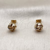 Oro Laminado Stud Earring, Gold Filled Style Love Knot Design, Diamond Cutting Finish, Golden Finish, 02.342.0378