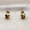 Oro Laminado Stud Earring, Gold Filled Style Love Knot Design, Polished, Golden Finish, 02.342.0381