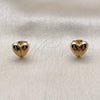Oro Laminado Stud Earring, Gold Filled Style Heart Design, Polished, Golden Finish, 02.342.0382