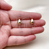 Oro Laminado Stud Earring, Gold Filled Style Teardrop Design, Polished, Golden Finish, 02.342.0383
