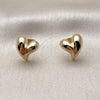 Oro Laminado Stud Earring, Gold Filled Style Heart Design, Polished, Golden Finish, 02.342.0384