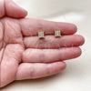 Oro Laminado Stud Earring, Gold Filled Style with White Cubic Zirconia, Polished, Golden Finish, 02.342.0386