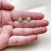 Oro Laminado Stud Earring, Gold Filled Style Cross Design, with White Micro Pave, Polished, Golden Finish, 02.342.0388
