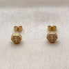 Oro Laminado Stud Earring, Gold Filled Style Cross Design, with White Micro Pave, Polished, Golden Finish, 02.342.0388