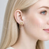 Oro Laminado Stud Earring, Gold Filled Style Heart Design, with White Micro Pave, Polished, Golden Finish, 02.342.0390