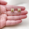 Oro Laminado Stud Earring, Gold Filled Style with White Micro Pave, Polished, Golden Finish, 02.342.0397