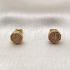 Oro Laminado Stud Earring, Gold Filled Style with White Micro Pave, Polished, Golden Finish, 02.342.0398