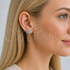 Rhodium Gold Filled Stud Earring, Cluster Design, with White Micro Pave, Polished, Rhodium Finish, 02.342.0406