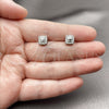 Rhodium Gold Filled Stud Earring, Cross Design, with White Micro Pave, Polished, Rhodium Finish, 02.342.0407