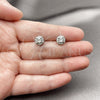 Rhodium Gold Filled Stud Earring, Cluster Design, with White Cubic Zirconia, Polished, Rhodium Finish, 02.342.0410